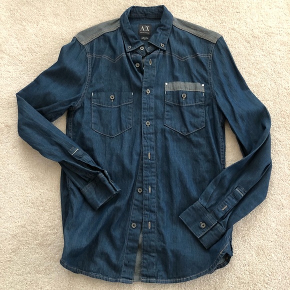 Armani Exchange Shirts Armani Exchange Mens Denim Dress Shirt